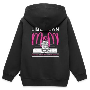 Bibliothécaire Maman L’Idole Le rat de bibliothèque Bibliothécaires - Sweat Premium à capuche zippé enfant bio - noir - Dos - AI Model Kid Male (0cm)