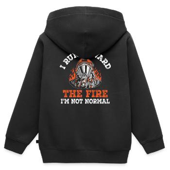 Pompiers Pompiers Pompiers Pompiers Pompiers - Sweat Premium à capuche zippé enfant bio - noir - Dos - AI Model Kid Male (0cm)