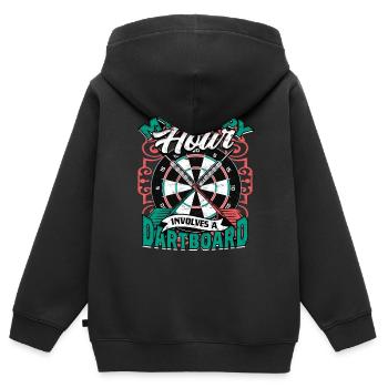 Dard joueur de fléchettes - Sweat Premium à capuche zippé enfant bio - noir - Dos - AI Model Kid Male (0cm)