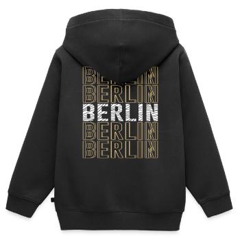 Police de Berlin Allemagne - Sweat Premium à capuche zippé enfant bio - noir - Dos - AI Model Kid Male (0cm)