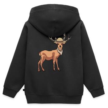 Waldtier Hirsch Schweden Finnland Skandinavien - Kinder Premium Organic Zip Hoodie - Schwarz - Hinten - AI Model Kid Male (0cm)