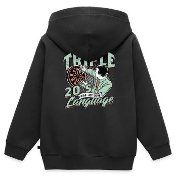 Dard joueur de fléchettes - Sweat Premium à capuche zippé enfant bio - noir - Dos - AI Model Kid Male (0cm)