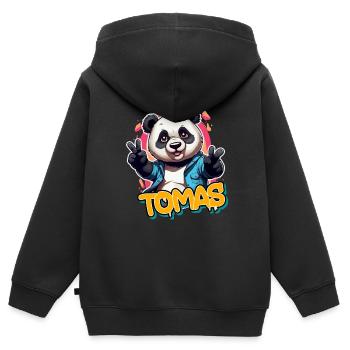 TOMAS - Handsome boy name with cool panda - Kids Premium Organic Zip-up Hoodie - black - Back - AI Model Kid Male (0cm)