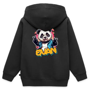 EVAN - Schöner Jungen Name mit coolem Panda - Kinder Premium Organic Zip Hoodie - Schwarz - Hinten - AI Model Kid Male (0cm)