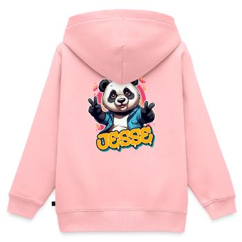 JESSE - Schöner Jungen Name mit coolem Panda - Kinder Premium Organic Zip Hoodie - Rosa - Hinten - AI Model Kid Female (0cm)