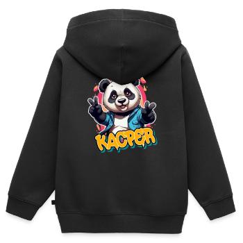 KACPER - Schöner Jungen Name mit coolem Panda - Kinder Premium Organic Zip Hoodie - Schwarz - Hinten - AI Model Kid Male (0cm)