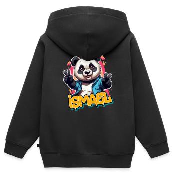ISMAEL - Schöner Jungen Name mit coolem Panda - Kinder Premium Organic Zip Hoodie - Schwarz - Hinten - AI Model Kid Male (0cm)