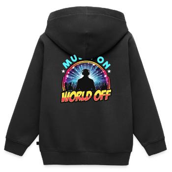 Disc Jockey Music On World Turntable Disc Jockeys - Kinder Premium Organic Zip Hoodie - Schwarz - Hinten - AI Model Kid Male (0cm)