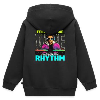 Disc Jockey Feel The Vibe Turntable Disc Jockeys - Kinder Premium Organic Zip Hoodie - Schwarz - Hinten - AI Model Kid Male (0cm)
