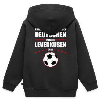 Deutscher Fußball Meister 2024 Leverkusen Retro - Kinder Premium Organic Zip Hoodie - Schwarz - Hinten - AI Model Kid Male (0cm)