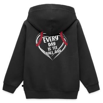 Every day is Tee-ball day - Tee-ball - Kids Premium Organic Zip-up Hoodie - black - Back - AI Model Kid Male (0cm)