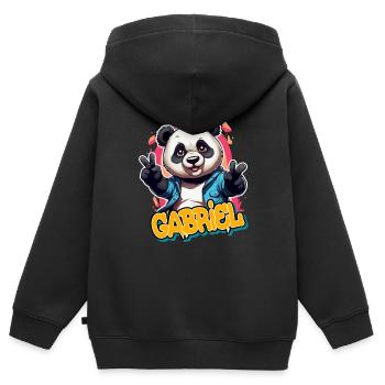 GABRIEL - Schöner Jungen Name mit coolem Panda - Kinder Premium Organic Zip Hoodie - Schwarz - Hinten - AI Model Kid Male (0cm)