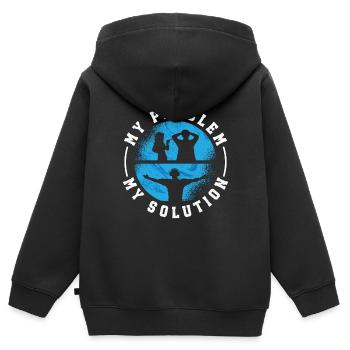 Disc Jockey My Problem My Solution Pictogram Dad - Kinder Premium Organic Zip Hoodie - Schwarz - Hinten - AI Model Kid Male (0cm)