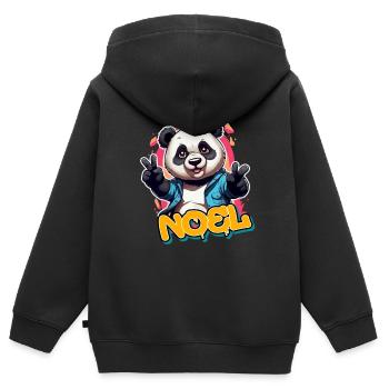 NOEL - Schöner Jungen Name mit coolem Panda - Kinder Premium Organic Zip Hoodie - Schwarz - Hinten - AI Model Kid Male (0cm)