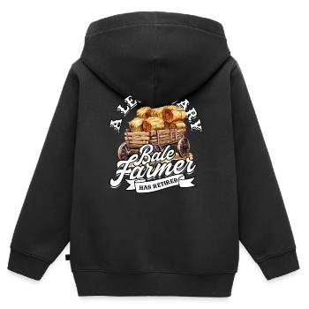 Landwirt Heu Stroh Strohballen Heuballen - Kinder Premium Organic Zip Hoodie - Schwarz - Hinten - AI Model Kid Male (0cm)
