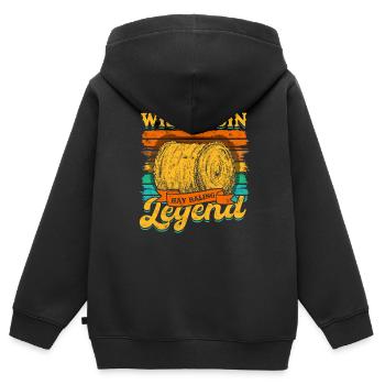 Landwirt Heu Stroh Strohballen Heuballen - Kinder Premium Organic Zip Hoodie - Schwarz - Hinten - AI Model Kid Male (0cm)