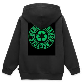 Tag Der Erde Reduzieren, Wiederverwenden, Recyceln - Kinder Premium Organic Zip Hoodie - Schwarz - Hinten - AI Model Kid Male (0cm)