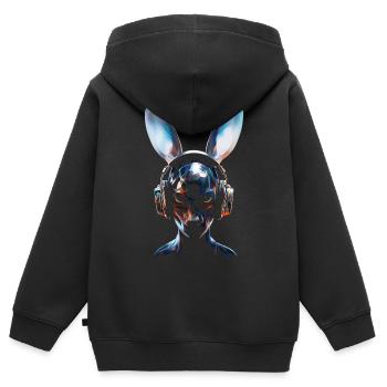 Anime Kopfhörer Kunst Grafik Menschliches Kaninche - Kinder Premium Organic Zip Hoodie - Schwarz - Hinten - AI Model Kid Male (0cm)