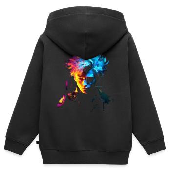 Anime Fantasy Kunst Männer Buntes Motiv Anime - Kinder Premium Organic Zip Hoodie - Schwarz - Hinten - AI Model Kid Male (0cm)