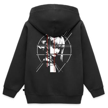 Anime Zeichnung Kunst Grafik Frauen Portrait Anime - Kinder Premium Organic Zip Hoodie - Schwarz - Hinten - AI Model Kid Male (0cm)