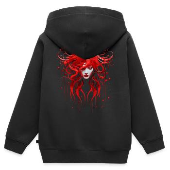Anime Frauen Kunst Portrait Grafik Motiv Anime - Kinder Premium Organic Zip Hoodie - Schwarz - Hinten - AI Model Kid Male (0cm)