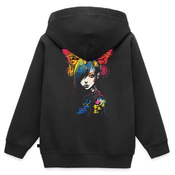 Anime Schmetterling Bunter Text Grafik Frauen Anim - Kinder Premium Organic Zip Hoodie - Schwarz - Hinten - AI Model Kid Male (0cm)