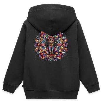 Barocke Kunst Vintage Kätzchen Lover Mandala - Kinder Premium Organic Zip Hoodie - Schwarz - Hinten - AI Model Kid Male (0cm)