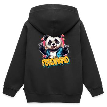 FERDINAND - Schöner Jungen Name mit coolem Panda - Kinder Premium Organic Zip Hoodie - Schwarz - Hinten - AI Model Kid Male (0cm)