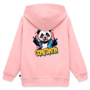 CONSTANTIN - Schöner Jungen Name mit coolem Panda - Kinder Premium Organic Zip Hoodie - Rosa - Hinten - AI Model Kid Female (0cm)