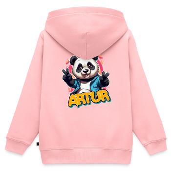 ARTUR - Handsome boy name with cool panda - Kids Premium Organic Zip-up Hoodie - rose - Back - AI Model Kid Female (0cm)