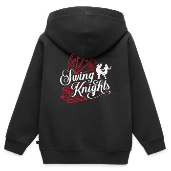 Danse Swing Chevaliers Swing Lindy Hop Danseur Swing - Sweat Premium à capuche zippé enfant bio - noir - Dos - AI Model Kid Male (0cm)