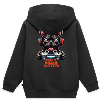 Chemise Gamers Bouledogue Français Gaming Jonk - Sweat Premium à capuche zippé enfant bio - noir - Dos - AI Model Kid Male (0cm)