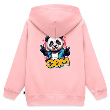 CEM - Beau nom de garçon avec Cool Panda - Sweat Premium à capuche zippé enfant bio - rose - Dos - AI Model Kid Female (0cm)