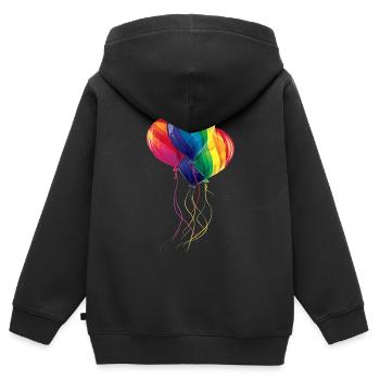 Ballons Art Coloré Polygone Motif Graphique Montgolfières - Sweat Premium à capuche zippé enfant bio - noir - Dos - AI Model Kid Male (0cm)