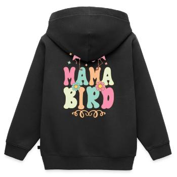 Mama Bird Groovy Flamingo Mama - Kids Premium Organic Zip-up Hoodie - black - Back - AI Model Kid Male (0cm)