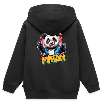 MIRAN - Schöner Jungen Name mit coolem Panda - Kinder Premium Organic Zip Hoodie - Schwarz - Hinten - AI Model Kid Male (0cm)