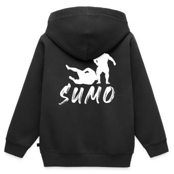 Sumo - Kinder Premium Organic Zip Hoodie - Schwarz - Hinten - AI Model Kid Male (0cm)