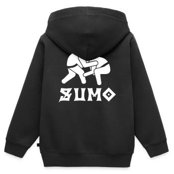 Sumo - Kinder Premium Organic Zip Hoodie - Schwarz - Hinten - AI Model Kid Male (0cm)