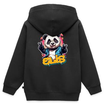 ELIS - Schöner Jungen Name mit coolem Panda - Kinder Premium Organic Zip Hoodie - Schwarz - Hinten - AI Model Kid Male (0cm)