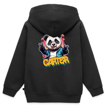 CARTER - Schöner Jungen Name mit coolem Panda - Kinder Premium Organic Zip Hoodie - Schwarz - Hinten - AI Model Kid Male (0cm)