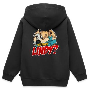 Danse Swing Vous Dansez Lindy Dancing Danseur Swing - Sweat Premium à capuche zippé enfant bio - noir - Dos - AI Model Kid Male (0cm)