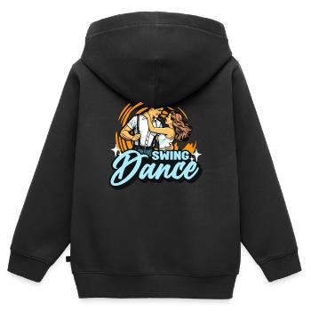 Danse Swing Lindy Hop Couple Danse Swing Danseur - Sweat Premium à capuche zippé enfant bio - noir - Dos - AI Model Kid Male (0cm)