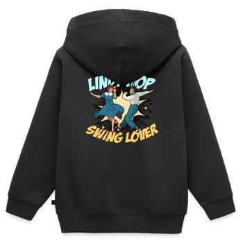 Danse Swing Lindy Hop Musique Swing Danseur Swing - Sweat Premium à capuche zippé enfant bio - noir - Dos - AI Model Kid Male (0cm)