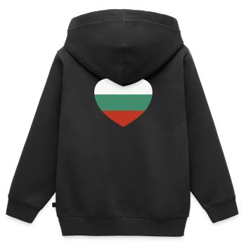 Cœur de Bulgarie - Sweat Premium à capuche zippé enfant bio - noir - Dos - AI Model Kid Male (0cm)