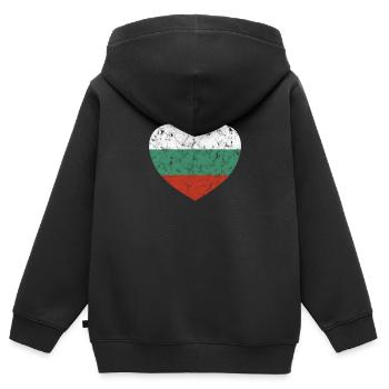 Cœur de Bulgarie - Sweat Premium à capuche zippé enfant bio - noir - Dos - AI Model Kid Male (0cm)