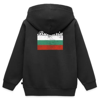Pavillon : Bulgarie Bulgarie - Sweat Premium à capuche zippé enfant bio - noir - Dos - AI Model Kid Male (0cm)