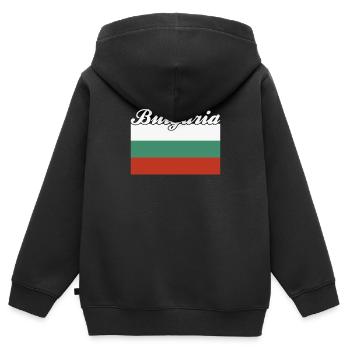 Pavillon : Bulgarie Bulgarie - Sweat Premium à capuche zippé enfant bio - noir - Dos - AI Model Kid Male (0cm)