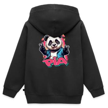 PIA - Beautiful Girl Name with Cool Panda - Kids Premium Organic Zip-up Hoodie - black - Back - AI Model Kid Male (0cm)