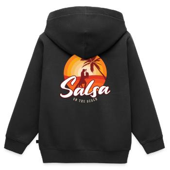 Danse Salsa Salsa Sur La Plage Mambo Musique Danse - Sweat Premium à capuche zippé enfant bio - noir - Dos - AI Model Kid Male (0cm)