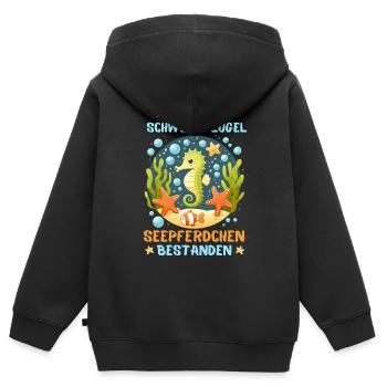 Seepferdchen Seestern Meer Schwimmbad Kinder Fun - Kinder Premium Organic Zip Hoodie - Schwarz - Hinten - AI Model Kid Male (0cm)